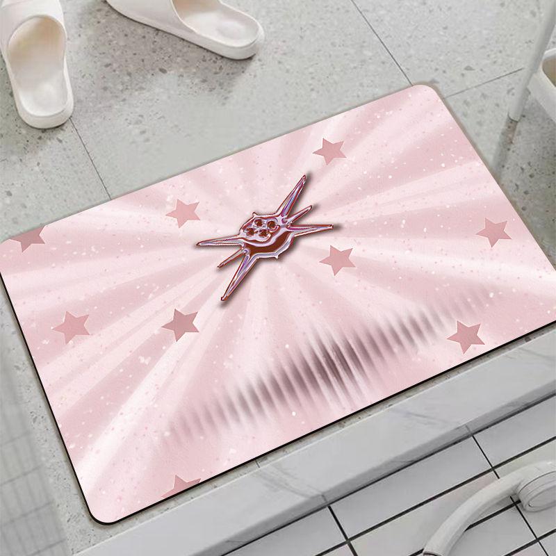 Pink Star Bathroom Floor Mat Household Bathroom Door Personalized Soft Cushion Diatom Mud Creative Illustration Absorbent