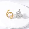 Gold Plated Snake Shape Stainless Steel Ring - European & American Fashion, French Retro Titanium Steel Jewelry.