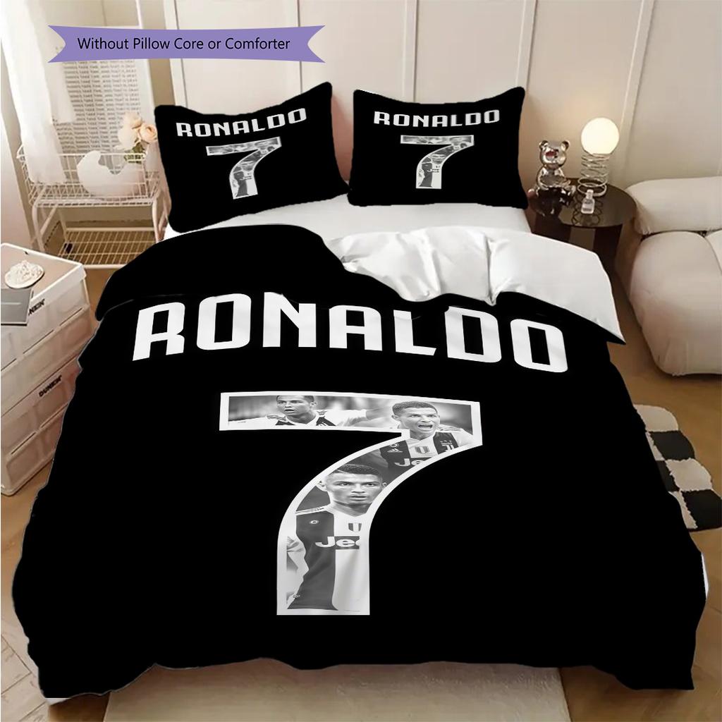 Ronaldos Legacy Football Three-piece set (1 * duvet cover + 2 * pillowcase, without core) 2D Flat Duvet cover and pillowcase Soft and comfortable