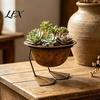 Home Balcony Plant Display Metal Bird Foot Planter Bowl, Vintage Chicken Duck Paw Base Small Succulents Rust Resistant Holder Pot, Rustproof Flowerpot