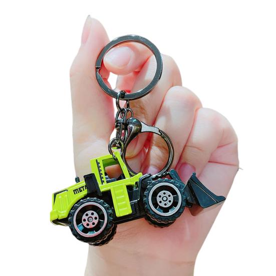 Mini Engineering Cars Charm Keychain Pull Back Cartoon Toy Car Keychain Pendant Anti-Detachable Hook Decompression Tool