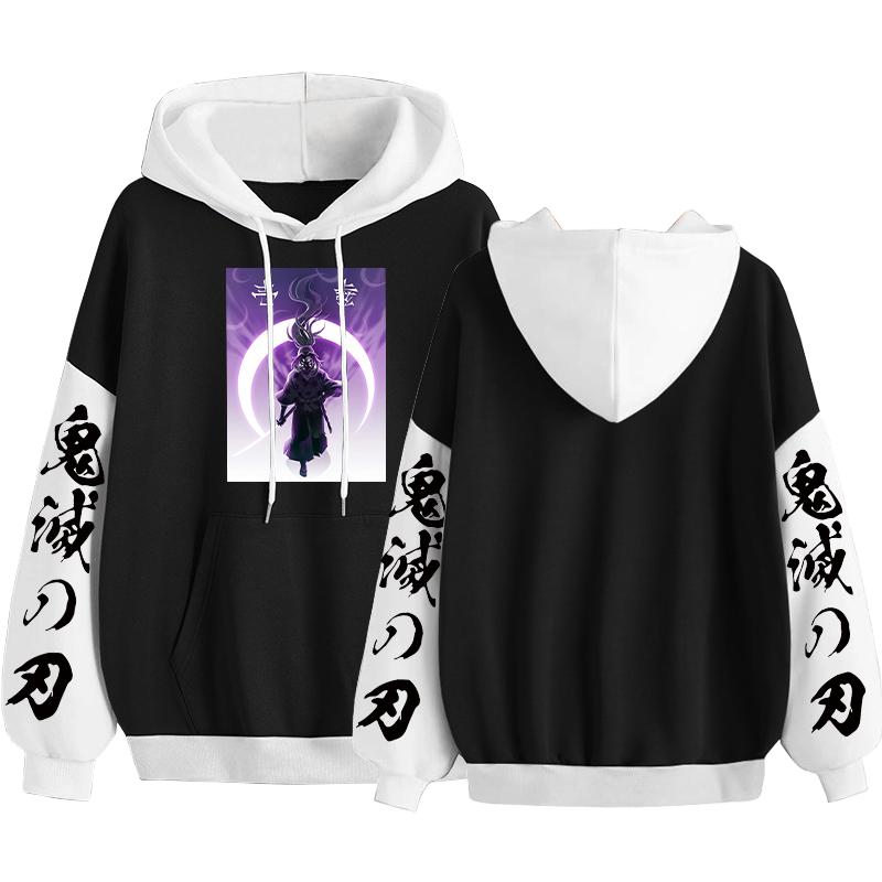 Осенние популярные толстовки с капюшоном в стиле аниме Demon Slayer Kokushibou Tsugikuni Michikatsu толстовки для мужчин и женщин свободные уличная одежда в стиле Харадзюку уличная одежда S чёрный 1879₽
