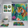 Animal Theme Printed Shower Curtain Suit Polyester Moisture-Proof Bathroom Curtain Bathroom Accessories Non-Slip Floor Mat