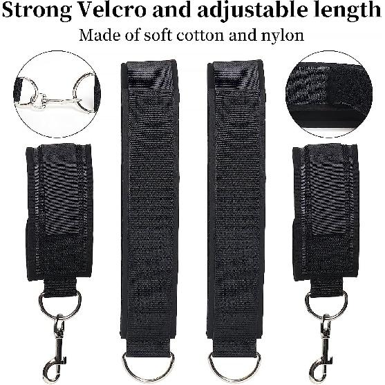 Sexuální pouta na zápěstí a; Pouta na stehna BDSM sada zádržných prvků, sexuální hračky pro ženy s nastavitelnými popruhy na nohy Pouta pro páry Začátečníci SM Game Play