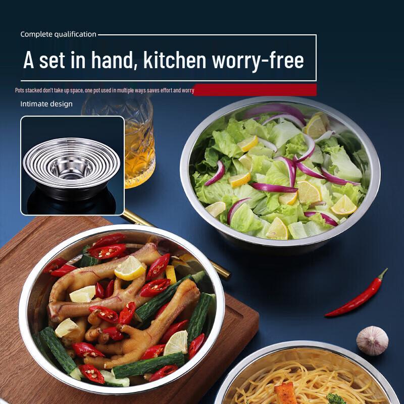 HOCUF Thickened Stainless Steel Multi-Purpose Bowl