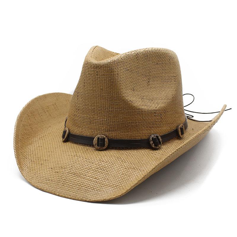 Pălărie de paie cu bor larg, țesute manual, stil etnic, pentru bărbați și femei, cu protecție solară în aer liber, stil casual, stil Jazz, pălărie de paie