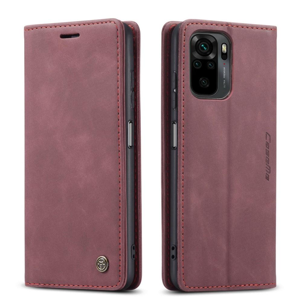 CASEME case for Xiaomi Redmi Note 10 / 10S, Leather Wallet Case, burgundy