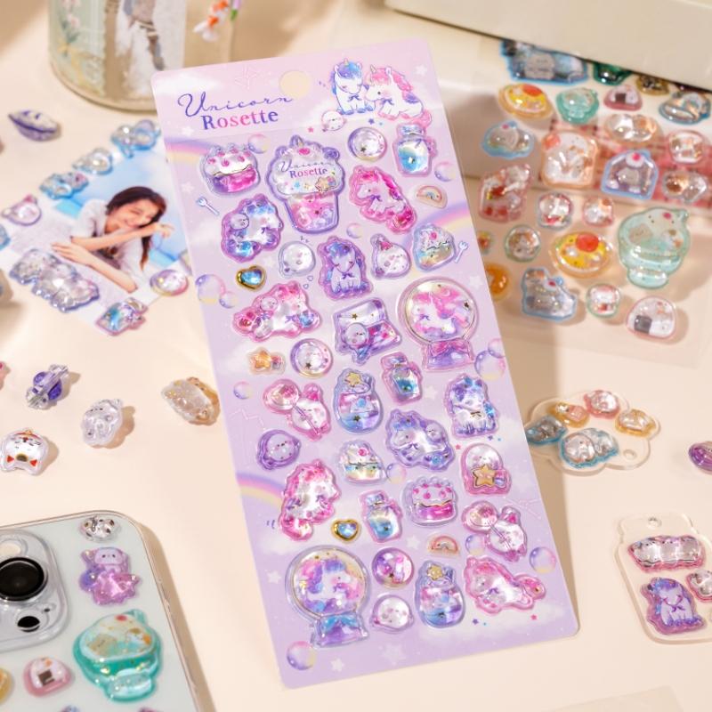 1 Pc/4 Pcs Japanese Cartoon Animals Drop 3D Relief Stickers Scrapbooking Diy Journaling Sticker Cute Stationery Sticker Gift