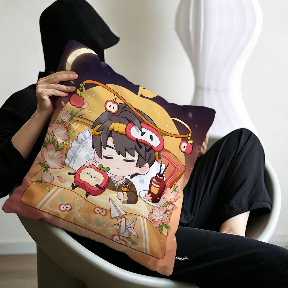 cute Love and Deepspace Sylus chibi art Personalized picture text home decorative pillows Household Gifts 45x45cm