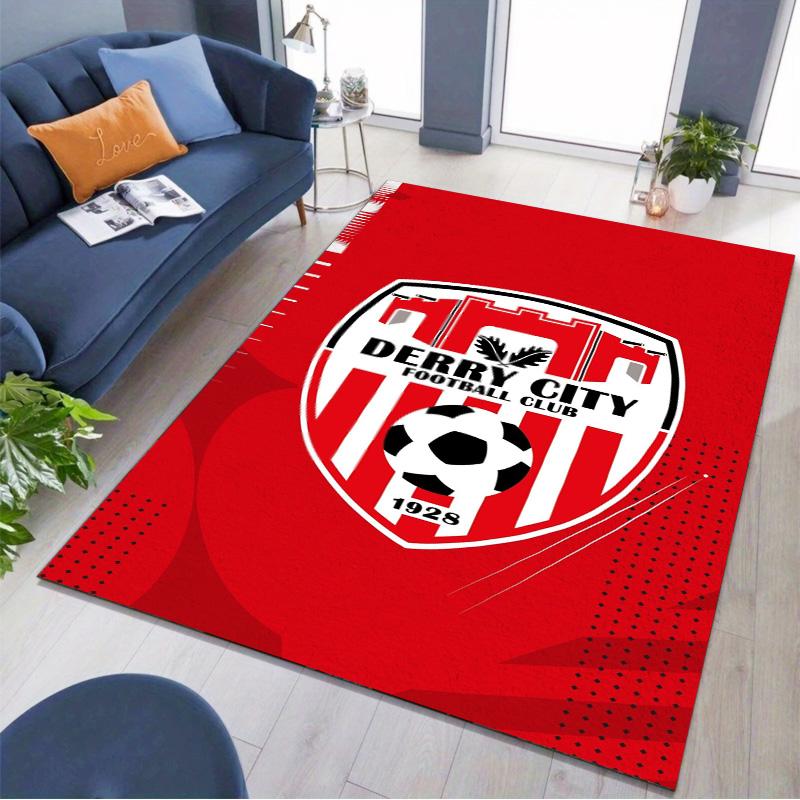 Romania National Football Team Shield Rug Red Blue Yellow Diagonal Stripe Soft Carpet for Supporters