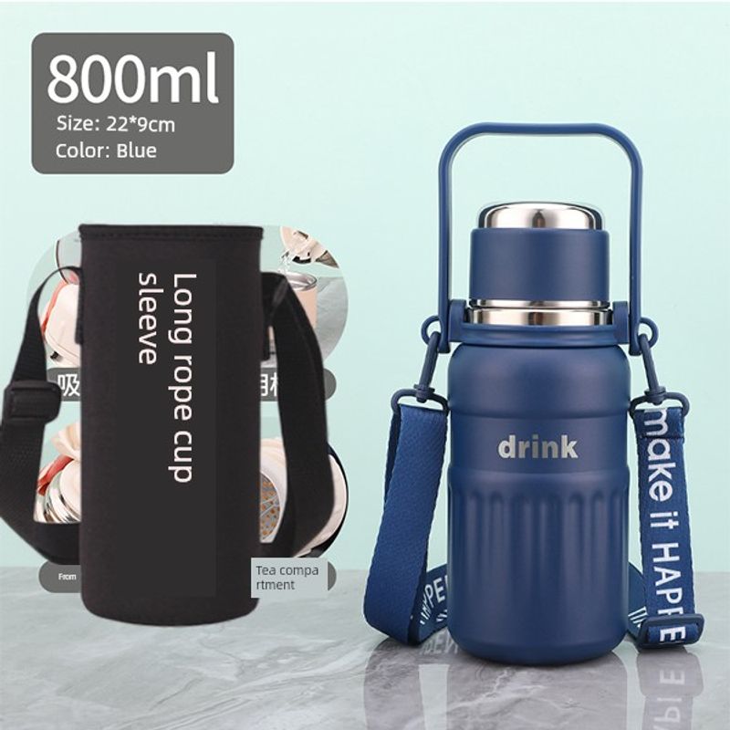 Huquan Outdoor Large Capacity Vacuum Cup 316 Stainless Steel Straw Cup for Male and Female Students Portable Travel Cup Good-looking