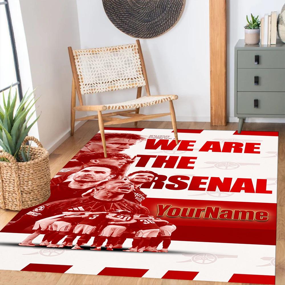 Arsenal Customizable Name Floor Mat Design for Study Room Living Rooms Decorate Room Dormitory Antislip Carpet Office Home Decor Gift for Festivals