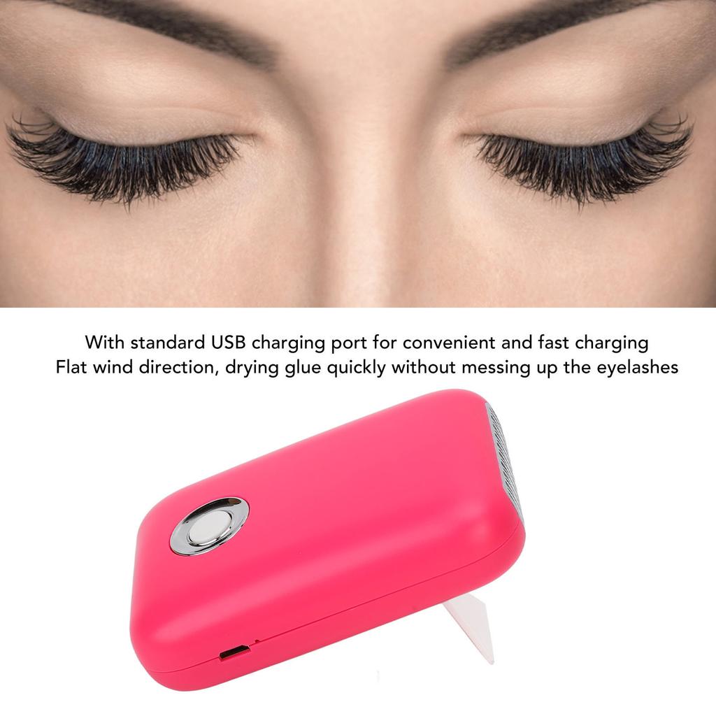 Eyelash Dryer Fan Portable USB Rechargeable 3 Speed Low Noise Eyelash Blow Dryer with Folding T Bracket