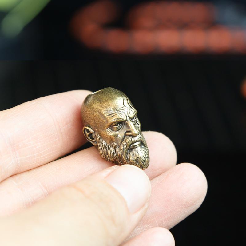 Long Bearded Spartan Warrior Brass Knife Beads EDC Outdoor DIY Paracord Woven Paracord Rope Decompression Toy Edc Accessory