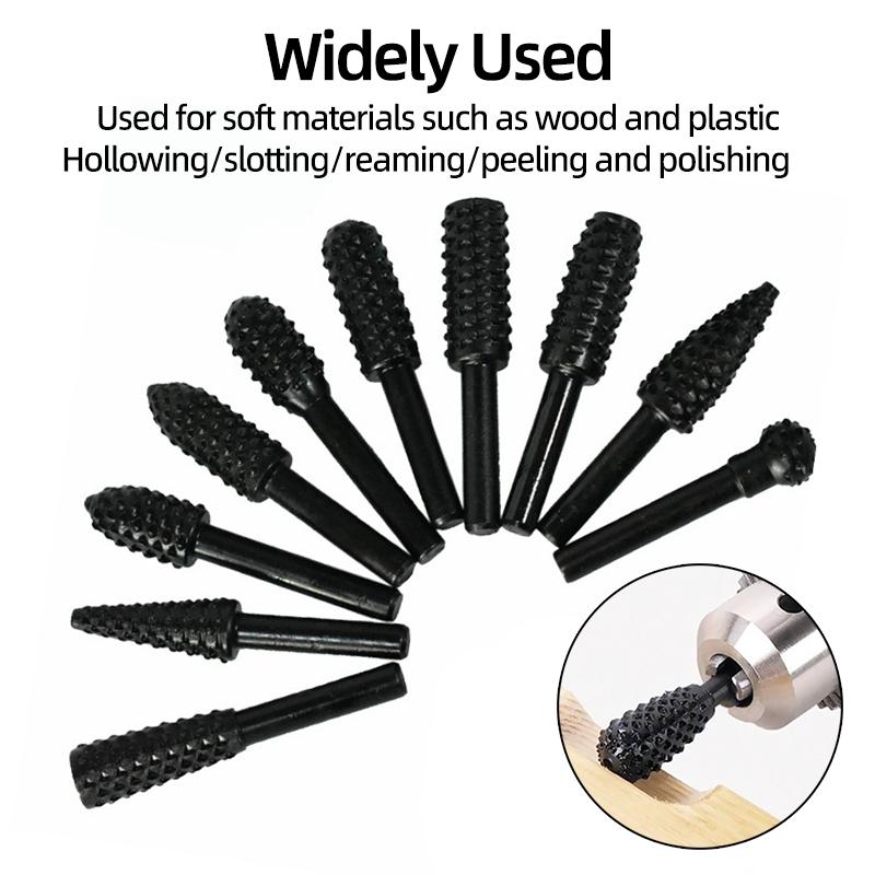 Rotationsfräser Raspel Feile 1/4" Rundschaft Holzbearbeitung Fräser Gratbohrer Bit-Set Holzbohren Schnitzen Entgraten Nutenwerkzeuge
