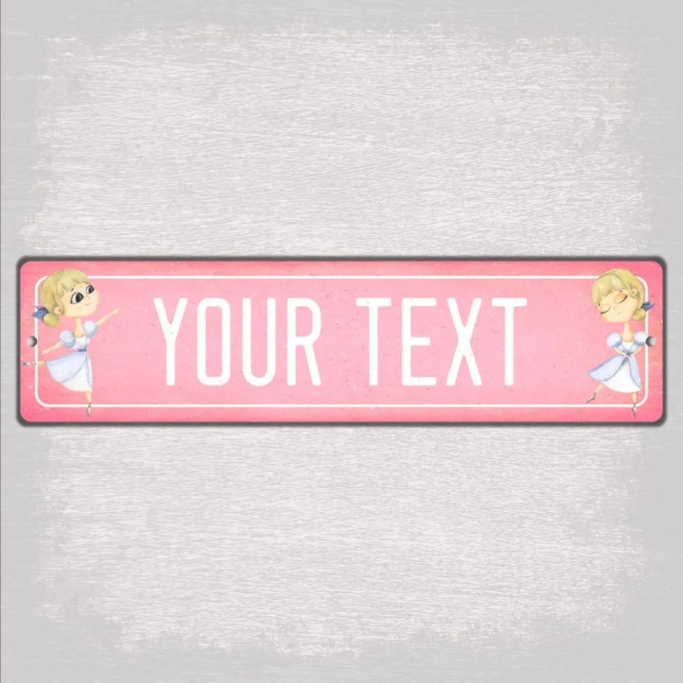 

Personalized Ballerina Girl Aluminum Metal Sign Pink Name Plate Kids Room Door Decor белый