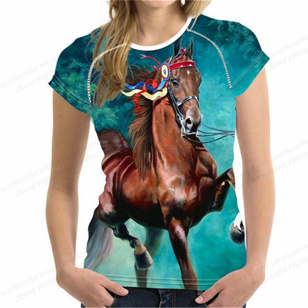 Animal Printed Clothes for Summer, 3D Printed Girls' Short Sleeved Tops, Women's T-shirts, and T-shirts
