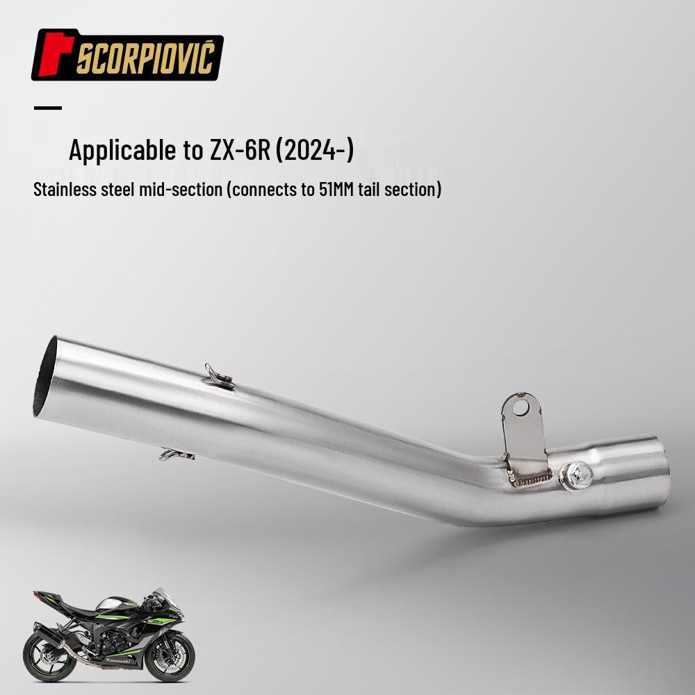 ZX6R Motorcycles: Stainless Steel Front & Mid-Section Exhaust Pipe for Mid-Section Connection To Original Exhaust.