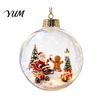 Holiday Home Decorations Glowing Christmas Ball Ornaments, Light-Up with Mini Scene, Acrylic Clear Seasonal Tree Baubles Hanging Decor Warm LED Light