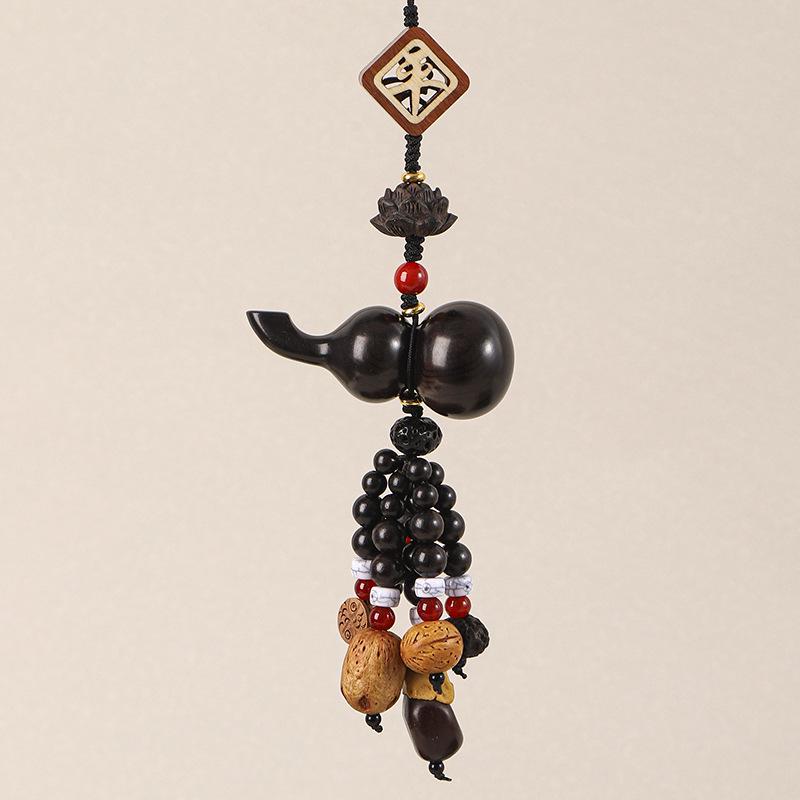 Peace Fortune Sandalwood Bodhi Gourd Pendant - Creative Luck Charm and Car Accessory