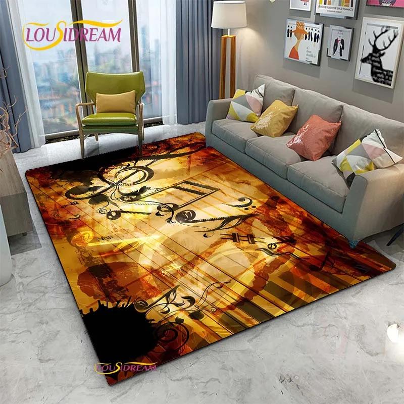 Alfombra de Vinilo con Notas Musicales Negras Vintage para Decoración de Sala de Estar Dormitorio Alfombras de Área Cocina Felpudos Antideslizantes Alfombra Regalo de Cumpleaños