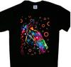 Horses Neon Multicolor Black Tee Horse T'shirt New