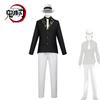 Dämonentöter Cosplay Anzug Kimetsu No Yaiba Muzan Kibutsuji Elegantes Schwarz Weiß Herrenkostüm Mit Goldverzierungen Anime Halloween Party