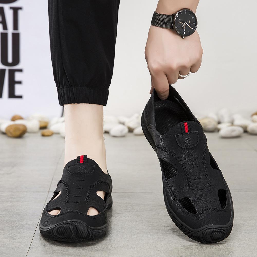Hollow Men's Sandals Summer New Men's Shoes Breathable Thick-soled Soft-soled Light Casual Going Out Hole Shoes Driving Shoes