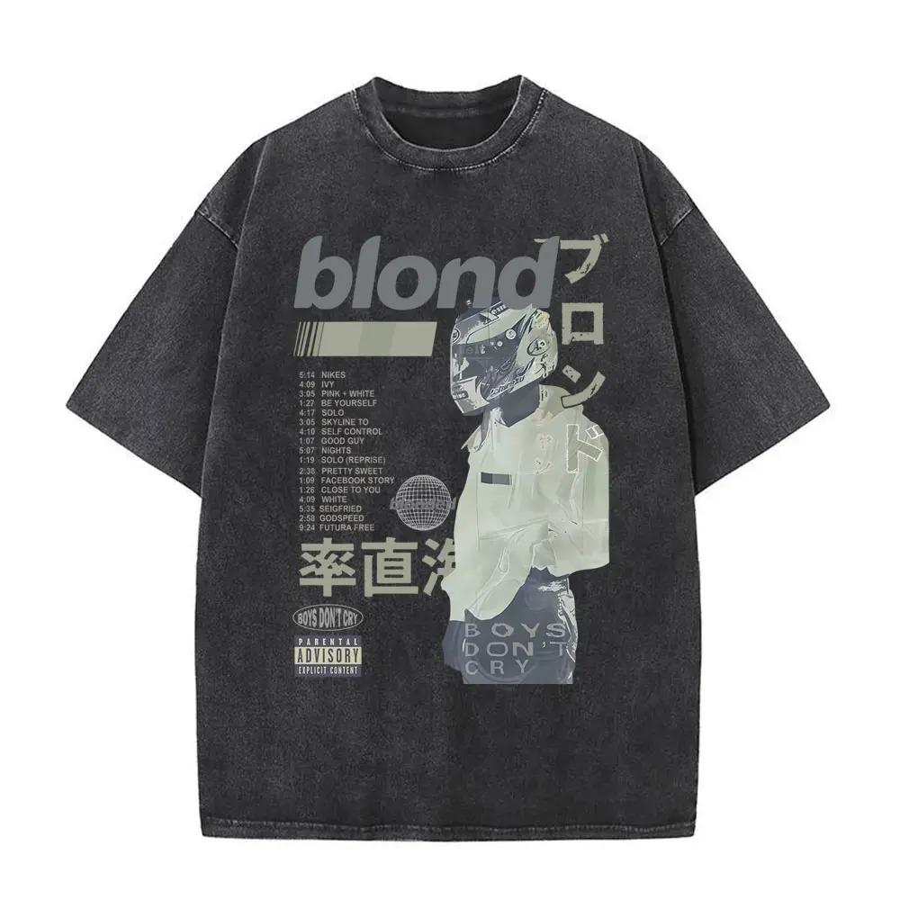 2026 Gewaschenes Vintage Rapper Frank Übergroßes T-Shirt Blond Grafik T-Shirts Herren Damen Ozean Hip Hop T-Shirt Unisex Mode Lässige T-Shirts