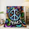 Colorful Peace Symbol with Floral Patterns - Flannel Blanket for Bedroom, Living Room, Sofa, and Nap Sofas.