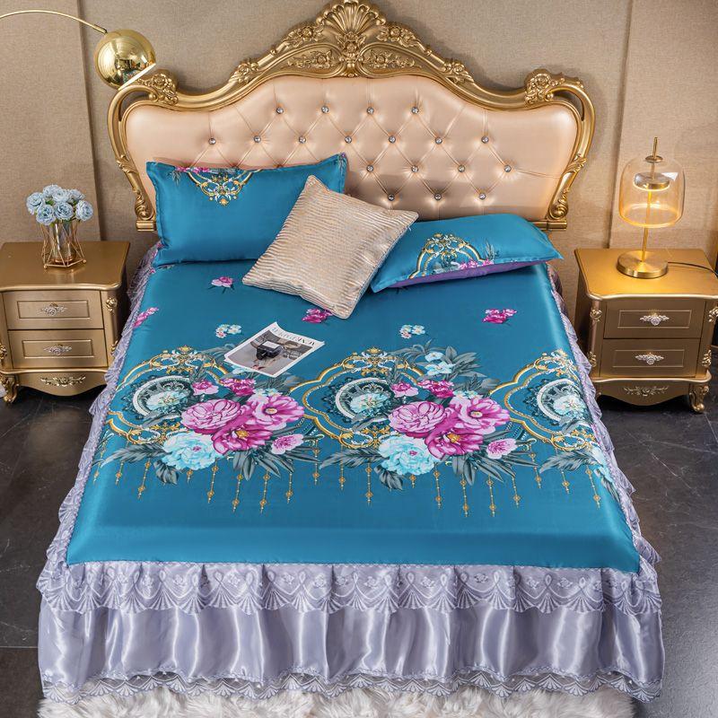 Bedroom Flat Sheets Bed Printed Fashion Modern Queen King Size Washed Cotton Comfortable Bedding Mattress Cover Bedspread