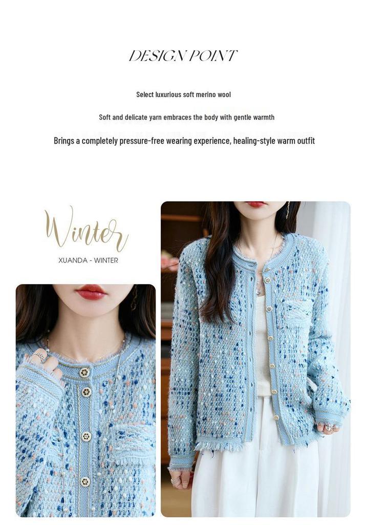 Spring & Summer Wool Sequin Tassel Cardigan - Women's Casual Long Sleeve Stylish Outerwear