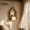 Vertical Wall Garden Decor Wooden Planter, Creative Hanging Flower Pot Basket for Indoor Plants Vase Faux Flowers, Rustic Living Room Balcony