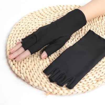 1Pair Sunscreen Protection Fingerless Gloves Women Arm Cool Summer Breathable Thin Mittens Half Finger Sleeves Black White Beige
