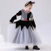 120-150cm Kinder Poker Dame Schwarz Weiß Kariert Clown Prinzessin Rock Halloween Kostüm