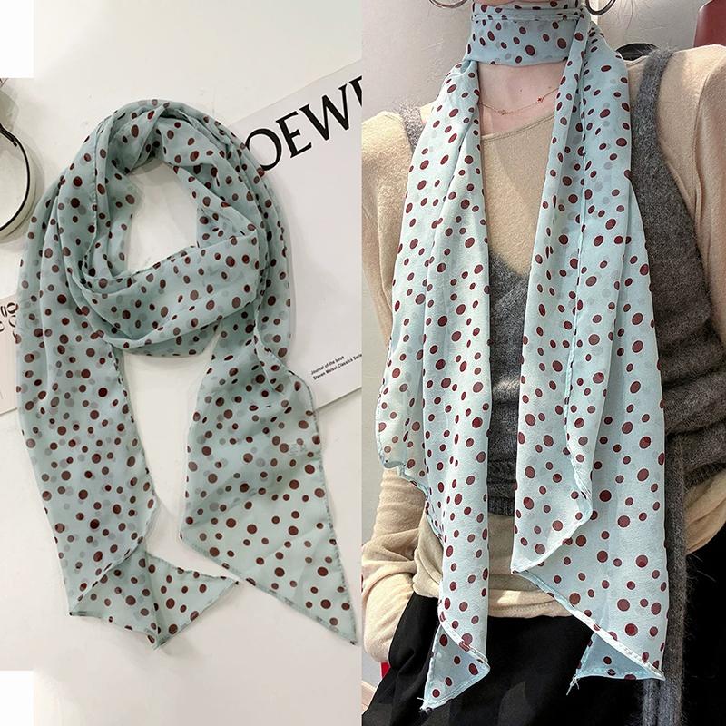 Polka Dots Chiffon Transparent Breathable Sunscreen Shawl Female Summer Thin Long Beach Towel Sun Silk Scarf
