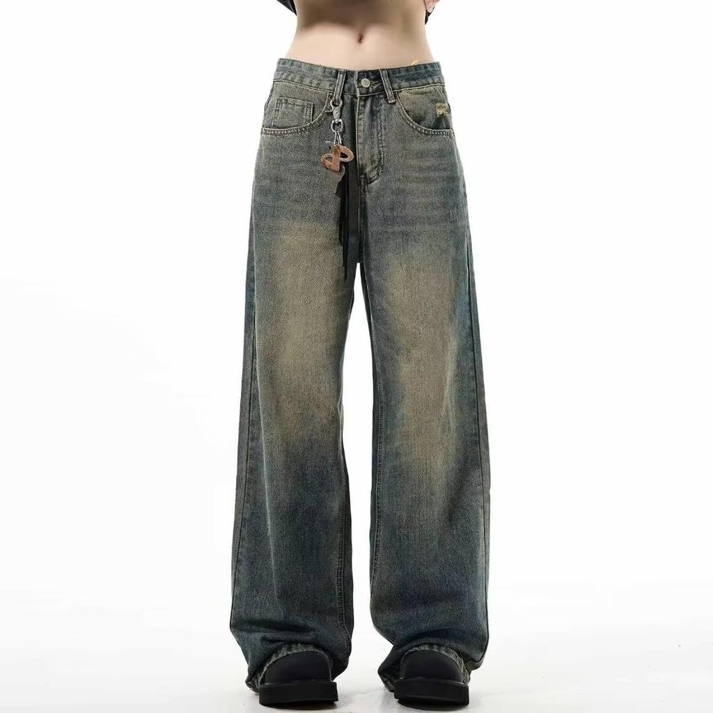 American Trendy Brand Retro Washed Old Jeans Men's Spring and Autumn New Loose Straight High Street Versatile Pants