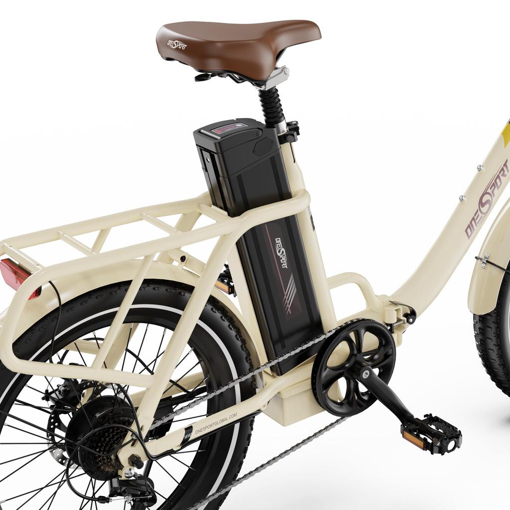 "ONESPORT OT16-2 Folding E-Bike - 250W Motor, 120km Range, 20" Tires, Shimano 7-Speed, IPX5 Waterproof, Compact Design"