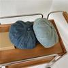 Simple Denim Beret Women's Spring and Autumn Versatile Big Head Circumference Bud Painter Hat Showing Face Small Hat