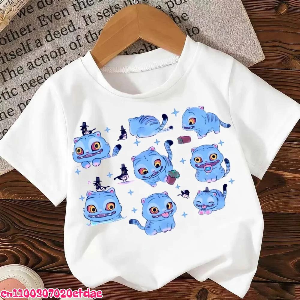 Demon Hunters Kpop T-shirt Girls Boys Short Sleeve Purple Tee Anime Children's Clothing Huntrix Tiger Harajuku Tops Tshirt Gifts