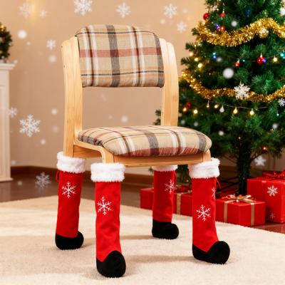 Capas de Pés de Cadeira de Natal Desenho Animado Meias de Pés de Cadeira de Mesa Antiderrapantes Capa Protetora de Móveis para Decoração de Natal para Casa Cozinha Sala de Jantar