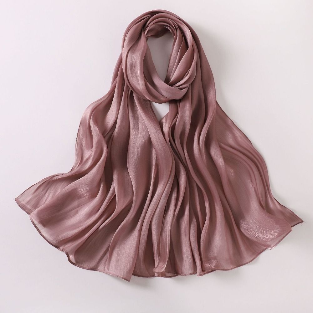 Solid Color Silk Scarf Chiffon Ramadan Long Scarf Fashion Sunscreen Headscarf  Outdoor