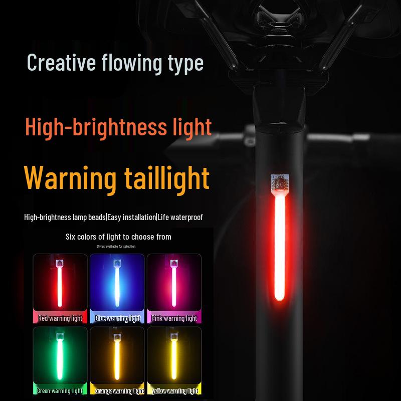 USB Dobíjecí Zadní Světlo na Kolo s Tekoucím Světlem - Vysoká Svítivost pro Noční Jízdu na Horských a Silničních Kolech