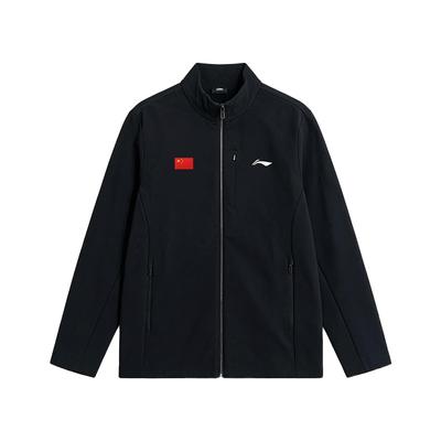 Men's Softshell Jackets Men's Black Stand Collar Moderate Straight Fit
