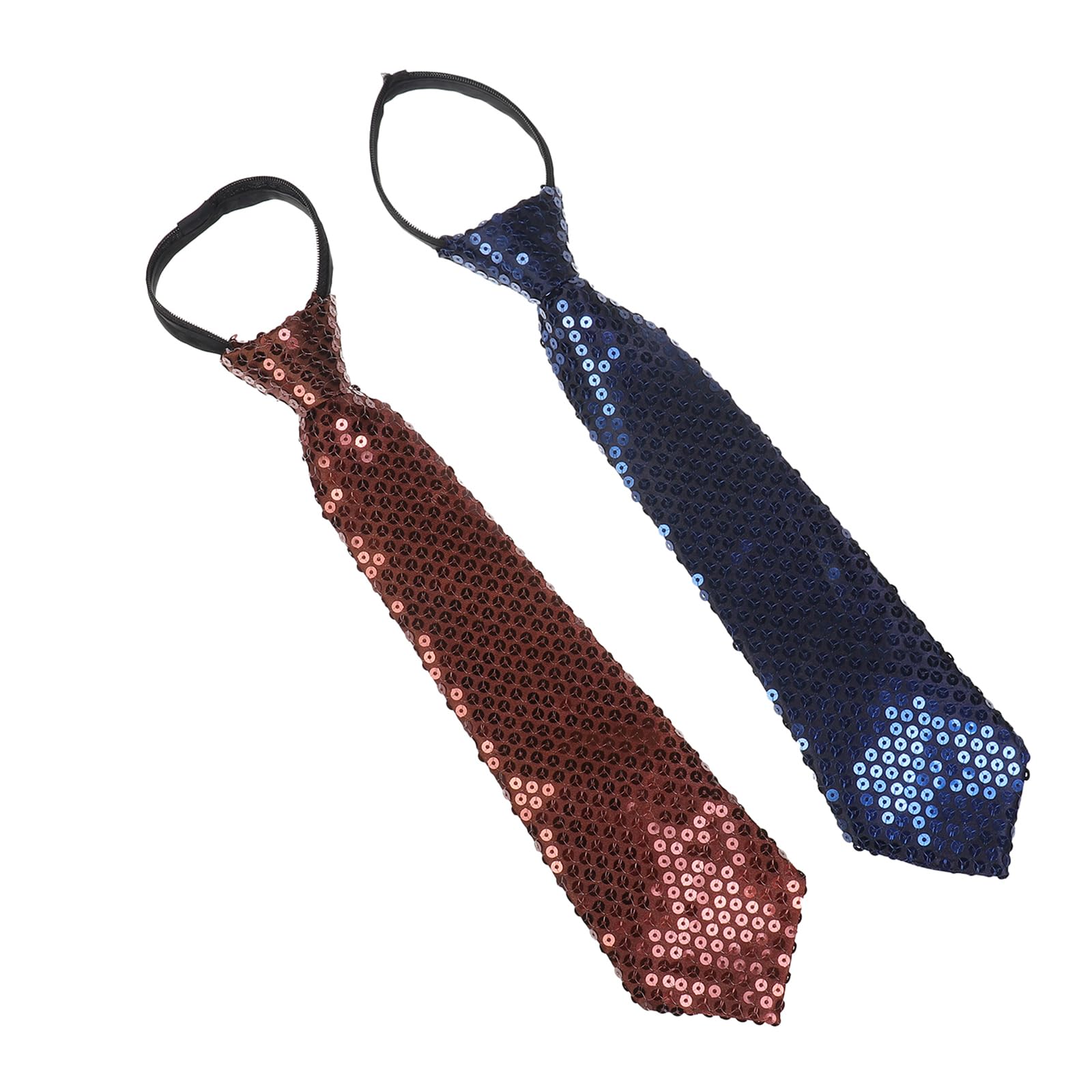 [NiceYnn] Easy-to-Wear Tie Set (2 Ties) with Sequins - No-Tie Tie, 5-Second Attachment, Glitter, Sparkling Sequins, Adjustable, Sparkling Sequins,