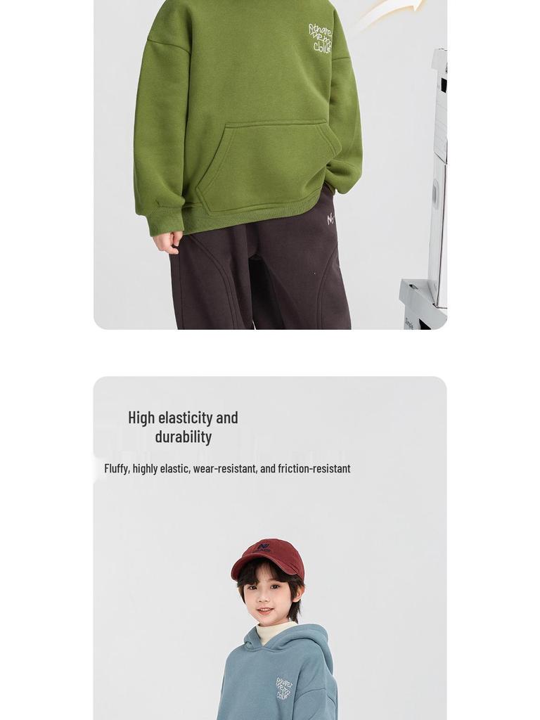 Winter Boys' Fleece Hooded Sweatshirt for Kids - Thickened, One-Piece Design