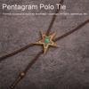 Western Bolo Tie with Unique Metal Star Turquoises Pendant for Stylish Men's Accessory Leather Cord Necktie Necklace