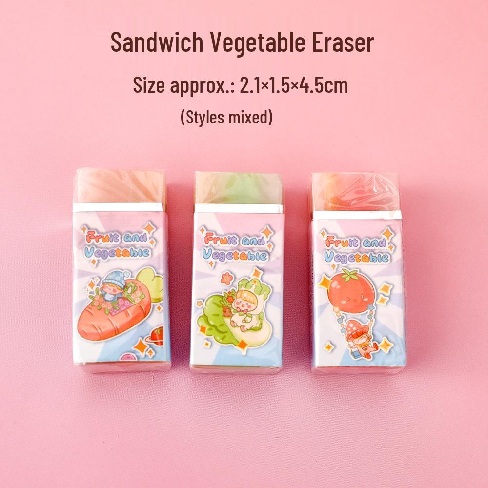 Creative Cartoon Vegetable Erasers - Cute Non-Marking Stationery Reward Gift for Students