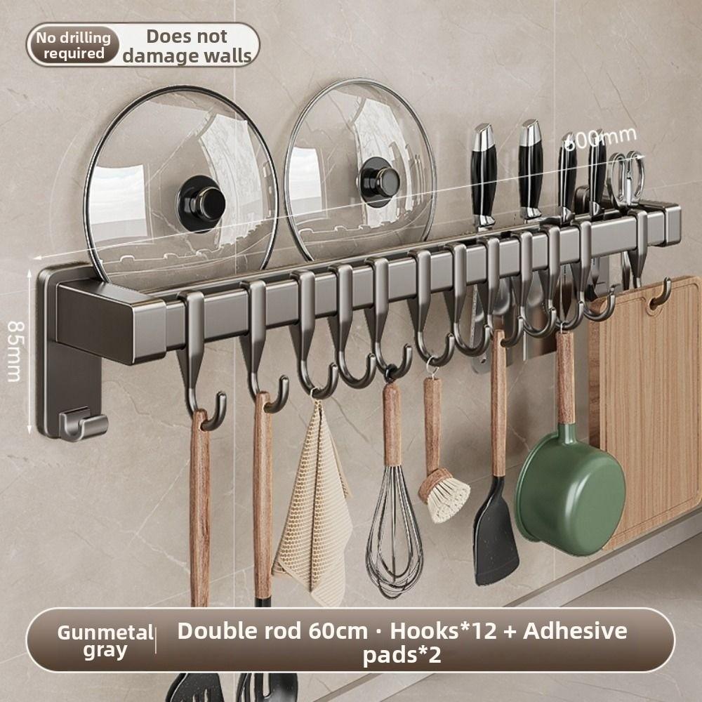 Wall Mounted Kitchen Organizer Hook Double Pole Kitchen Utensil Organizer  Home