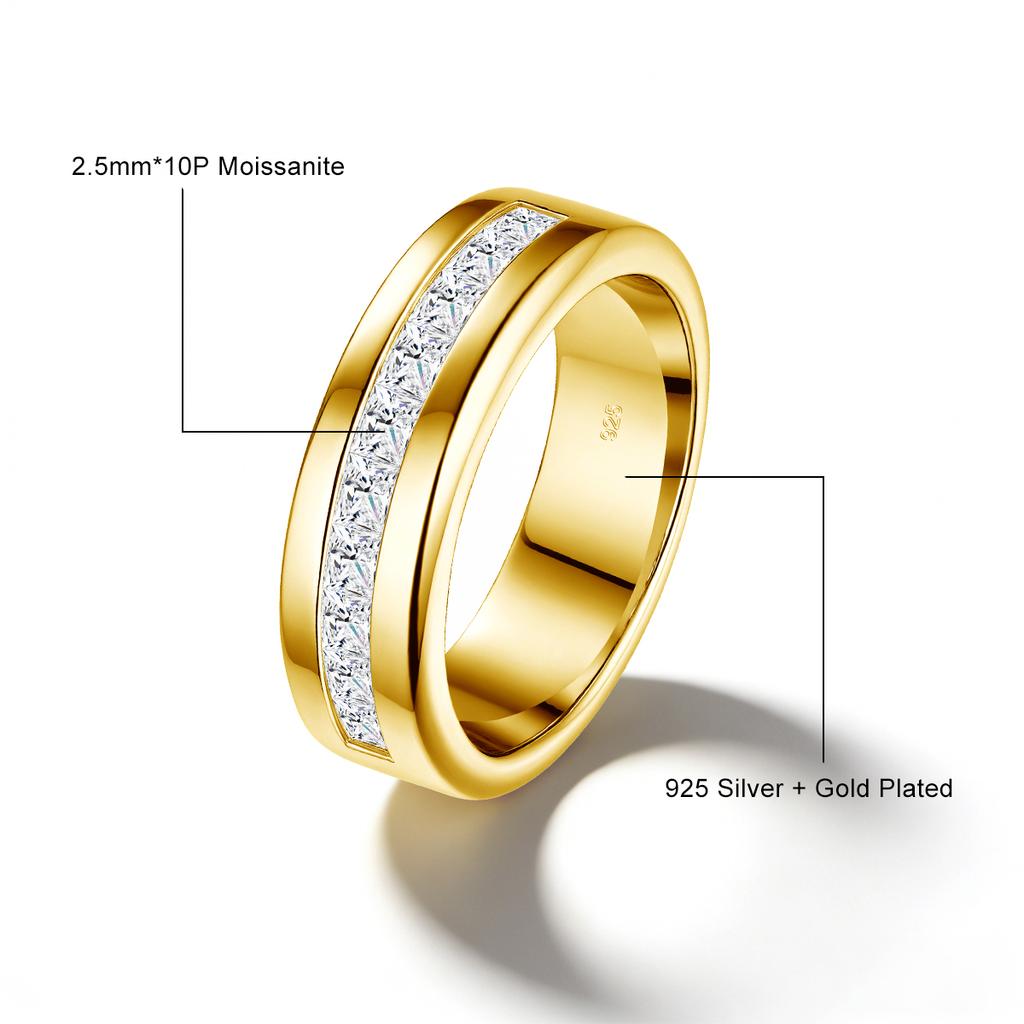 Simple 925 Silver Certified Moissanite Mens Wedding Band Romantic Couples Engagement Rings Women Jewelry